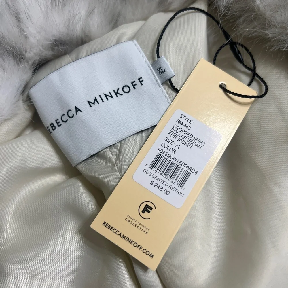 Rebecca Minkoff cropped a collar vegan Fur Jacket - Picture 6 of 8